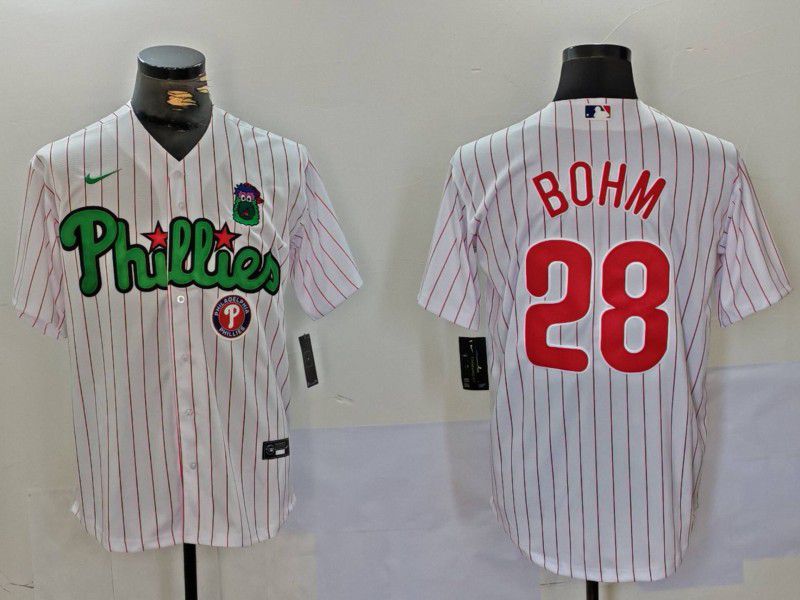 Men Philadelphia Phillies #28 Bohm White stripe Second generation Joint Name 2024 Nike MLB Jersey style 3->philadelphia phillies->MLB Jersey